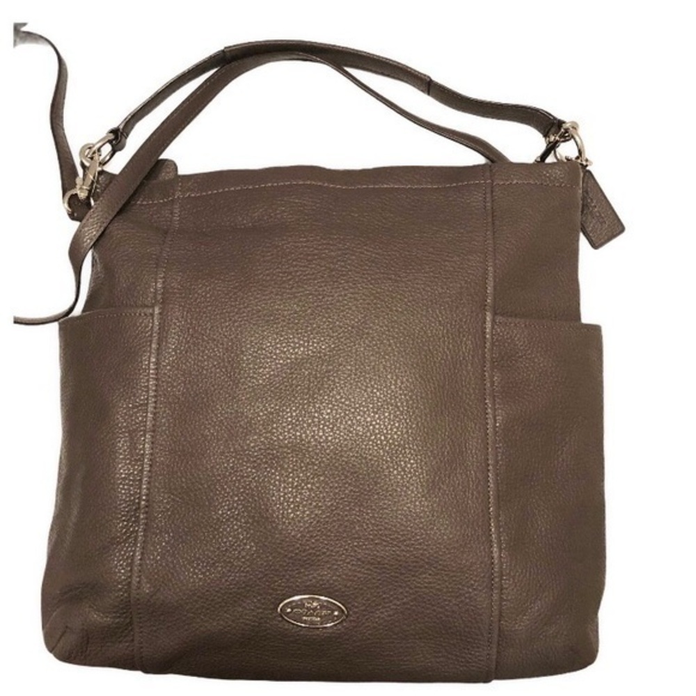Coach two way dark gray leather hobo shoulder bag